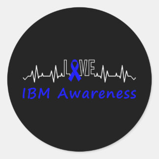 IBM Awareness Blue Ribbon Love Heartbeat Support Q Ronde Sticker