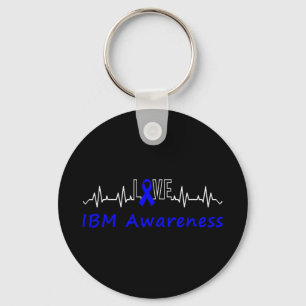 IBM Awareness Blue Ribbon Love Heartbeat Support Q Sleutelhanger