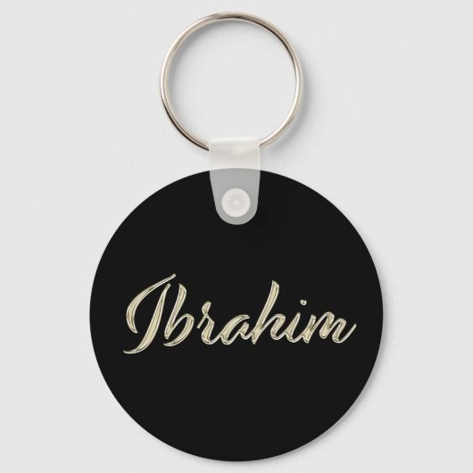 Ibrahim Name whitegold Button Schlüsselanhänger Sleutelhanger (Voorkant)