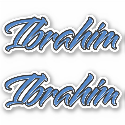 Ibrahim Nom bleu Autocollants Sticker Stickerset (Devant)