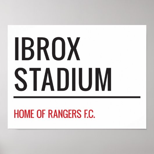 Ibrox Stadium Street Sign Poster (Voorkant)