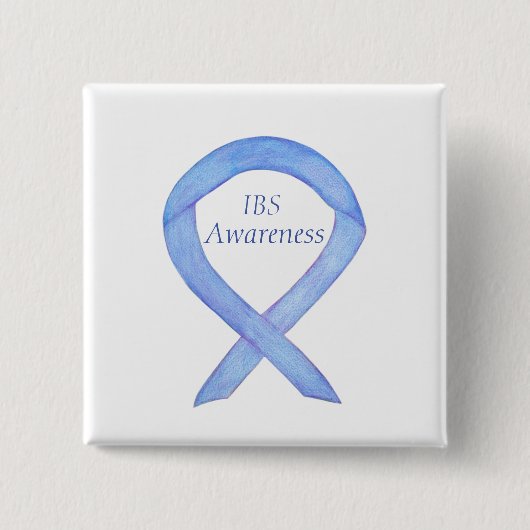 IBS Awareness Ribbon Periwinkle Guardian Pin Vierkante Button 5,1 Cm (Voorkant)