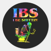 Ibs I Be Tin' Funny Skeleton Tie Dye Ronde Sticker (Voorkant)