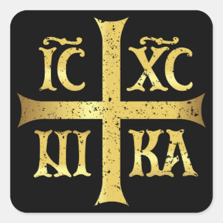 IC XC NIKA JESUS CHRIST OVERWINNAAR VIERKANTE STICKER