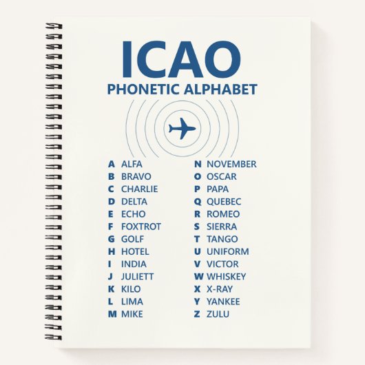 ICAO Spelling Alphabet – Pilot Lined Notebook Notitieboek (Voorkant)