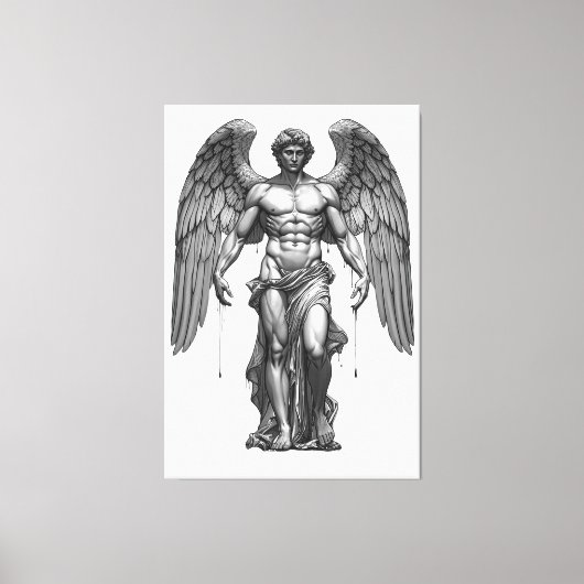 Icarus Fallen - Dark Graphic Mythological Canvas  Afdruk (Voorkant)