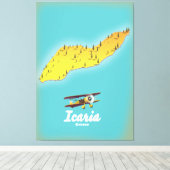 Icasia Griekenland reisposter. Canvas Afdruk (Insitu (Houten vloer))