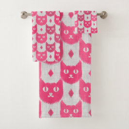 Icat ikat pink pattern bad handdoek