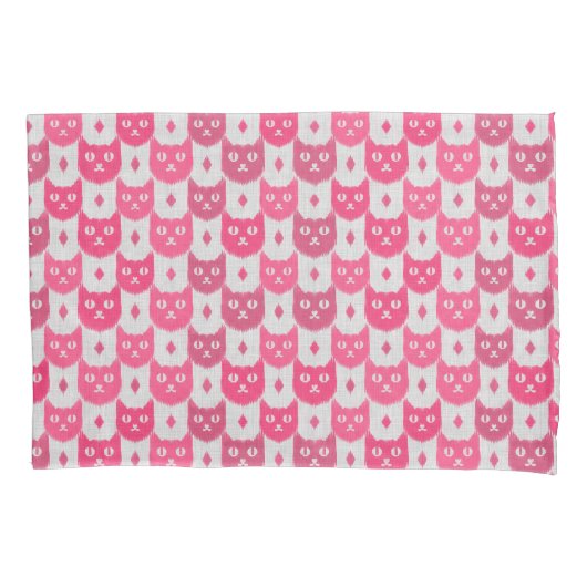 Icat ikat pink pattern kussensloop (Voorkant)