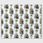 Ice Age Mammoth Sabertooth Tiger Pattern Design Cadeaupapier (Vlak)