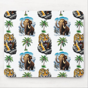 Ice Age Mammoth Sabertooth Tiger Pattern Design Muismat