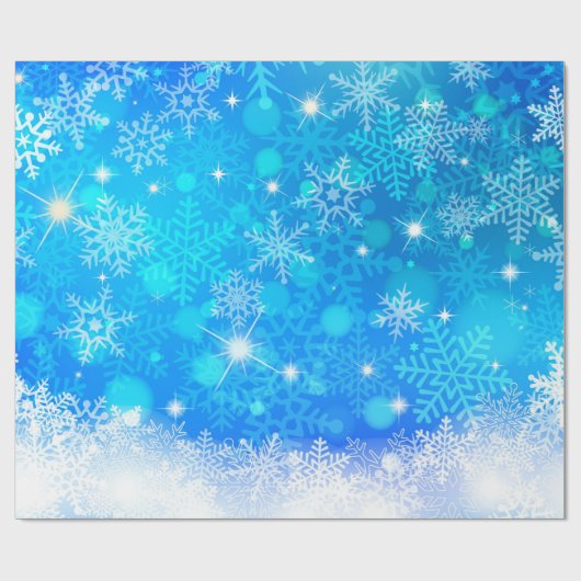 Ice and Snow, blue, white Christmas pattern Cadeaupapier (Vlak)