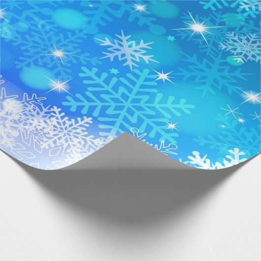 Ice and Snow, blue, white Christmas pattern Cadeaupapier (Hoek)