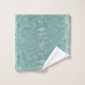 Ice Aqua Damask Print Bad Handdoek (Wasdoekje)