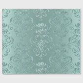 Ice Aqua Damask Print Cadeaupapier (Vlak)