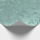 Ice Aqua Damask Print Cadeaupapier (Hoek)
