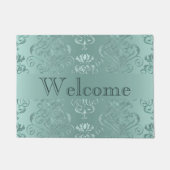 Ice Aqua Damask Print Deurmat (Voorkant)