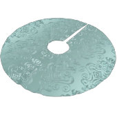 Ice Aqua Damask Print Kerstboom Rok (Gekanteld)