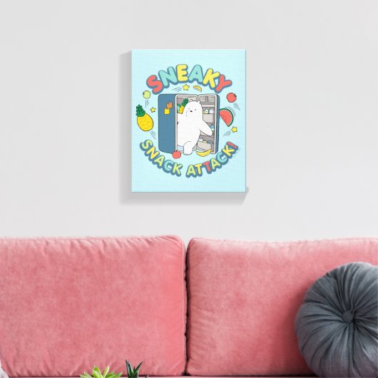 Ice Bear - Sneaky Snack Attack! Canvas Afdruk (Insitu (Woonkamer))