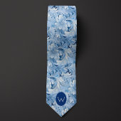 Ice Blue Botanical Monogram Stropdas