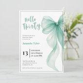 Ice Blue Bow 30th Birthday Invitation (Debout devant)