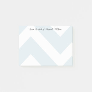 Ice Blue Chevron Stripes met aangepaste naam Post-it® Notes