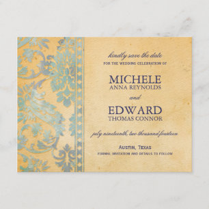  Ice Blue Damask Lace Save the Date