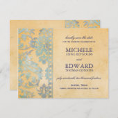  Ice Blue Damask Lace Save the Date (Voorkant / Achterkant)