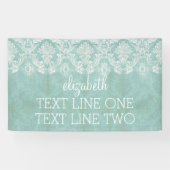 Ice Blue  Damask Patroon - Grungy Finish Spandoek (Horizontaal)