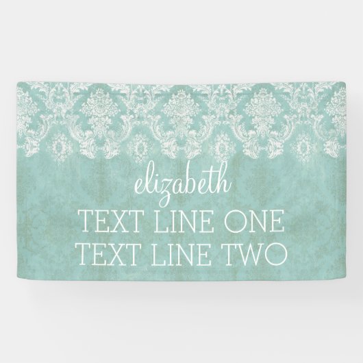 Ice Blue  Damask Patroon - Grungy Finish Spandoek (Horizontaal)