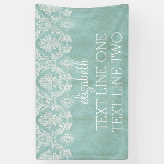 Ice Blue  Damask Patroon - Grungy Finish Spandoek (Verticaal)