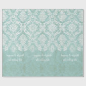 Ice Blue Damask Patroon met Grungy Finish Cadeaupapier (Vlak)