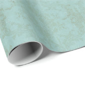 Ice Blue Damask Patroon met Grungy Finish Cadeaupapier (Rol Hoek)