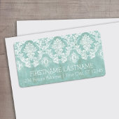 Ice Blue Damask Patroon met Grungy Finish Etiket