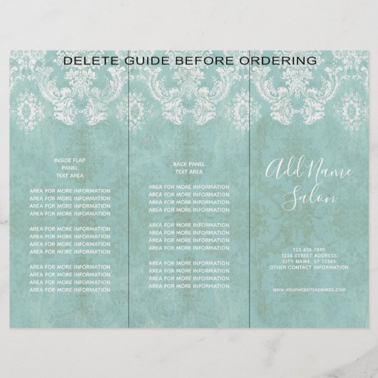 Ice Blue Damask Patroon met Grungy Finish Flyer (Voorkant)