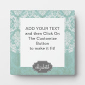 Ice Blue  Damask Patroon met Grungy Finish Fotoplaat (Voorkant)