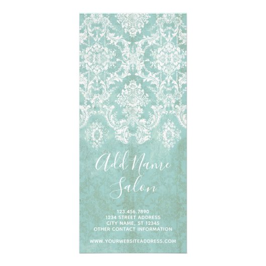 Ice Blue Damask Patroon met Grungy Finish Reclamekaart (Voorkant)