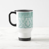 Ice Blue Damask Patroon met Grungy Finish Reisbeker (Links)