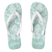 Ice Blue  Damask Patroon met Grungy Finish Teenslippers (Voetbed)