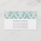 Ice Blue Damask Patroon met Grungy Finish Visitekaartje (Achterkant)