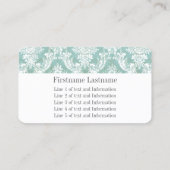 Ice Blue  Damask Pattern Extra Line of Text Visitekaartje (Achterkant)