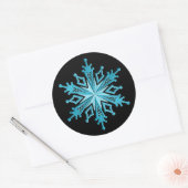 Ice Blue en Black Snowflake Ronde Sticker (Envelop)