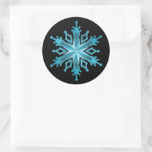 Ice Blue en Black Snowflake Ronde Sticker (Tas)