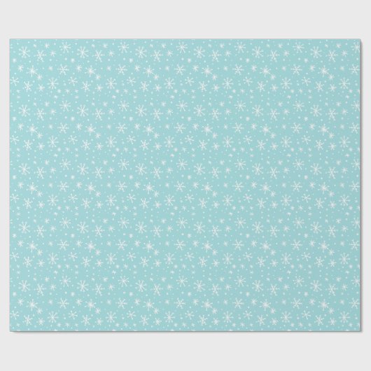 Ice Blue en White Snowflake Doodle Holiday Cadeaupapier (Vlak)