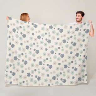 Ice Blue Flower - modern patroon Fleece Deken