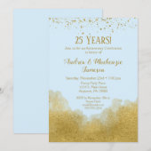 Ice Blue Gold Confetti Jubileum Kaart (Voorkant / Achterkant)