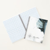 Ice Blue Grey Black Marmer Achtergrond Notitieboek (Binnen)
