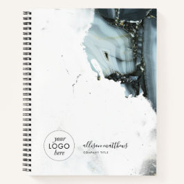 Ice Blue Grey Black Marmer Achtergrond Notitieboek
