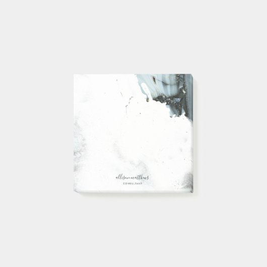 Ice Blue Grey Black Marmer Achtergrond Post-it® Notes (Voorkant)