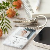 Ice Blue Grey Black Marmer Achtergrond Sleutelhanger (Voorkant Rechts)